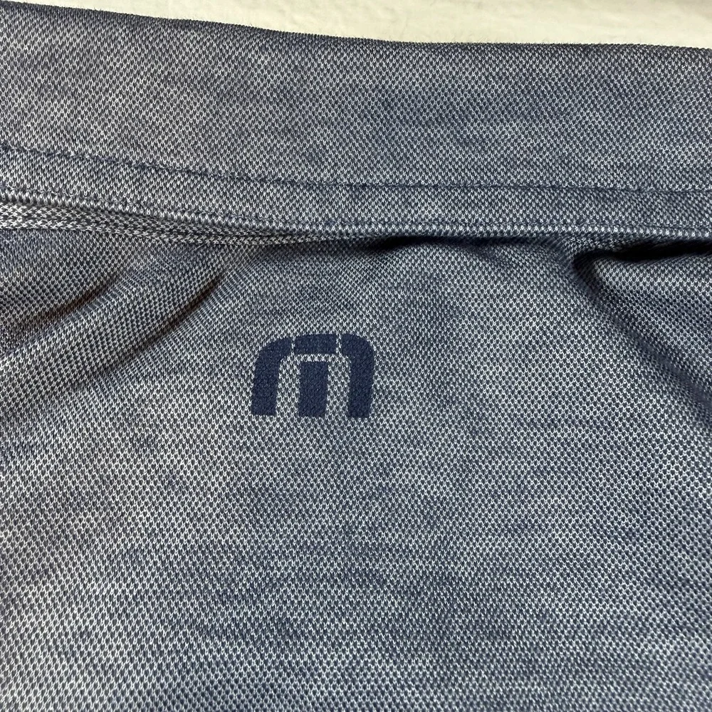 Travis Mathew Men's Polo Performance Blue-Gray Subtle Horizontal Stripes Logo M - Picture 10 of 14